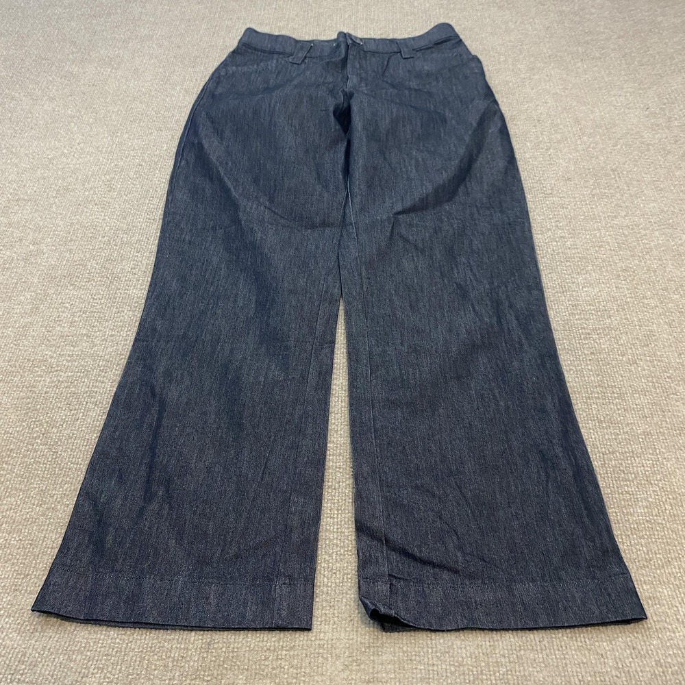 Lee Wide Leg Jeans Womens 10 Petite Blue Dark Wash Mid Rise Comfort Stretch